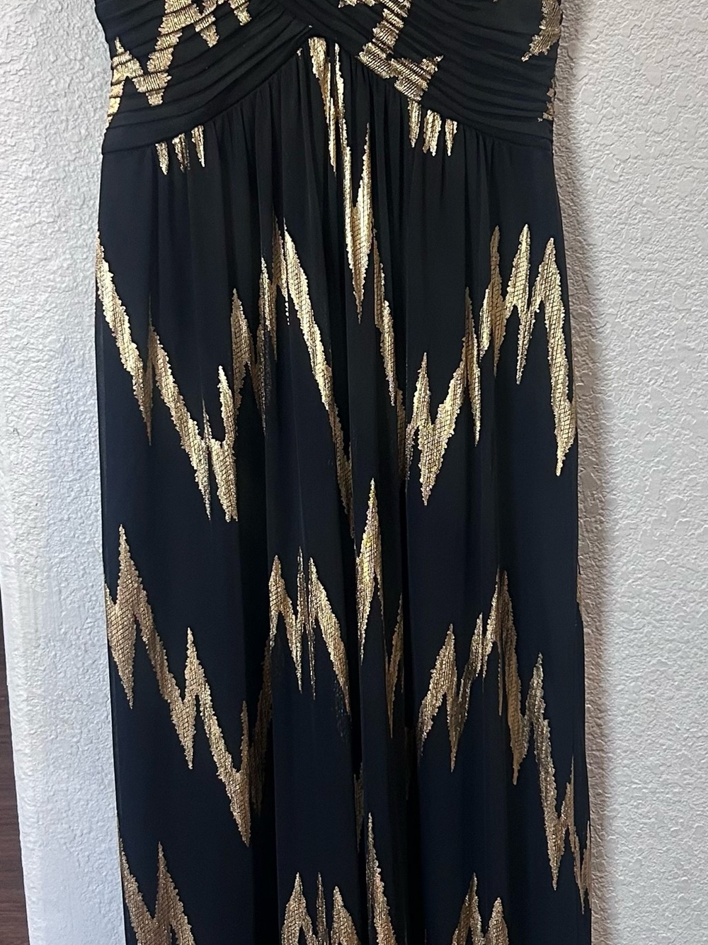 Signature by Sangria Black Maxi Dress with Gold Sequin Accents